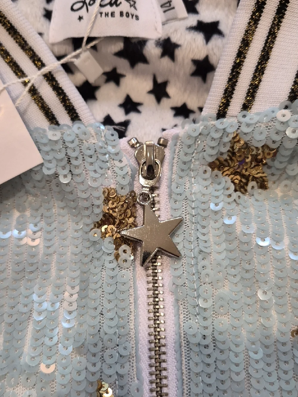 Lola and The Boys Galaxy Sequin Bomber Jacket